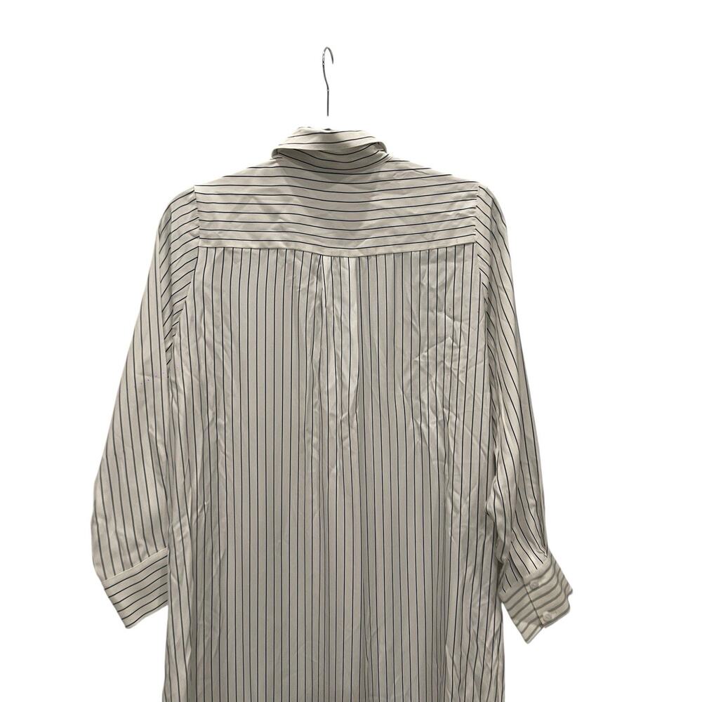 Lily Silk Mulberry White/beige Striped Shirt Dress Midi Long Sleeve Collar M - Picture 2 of 8